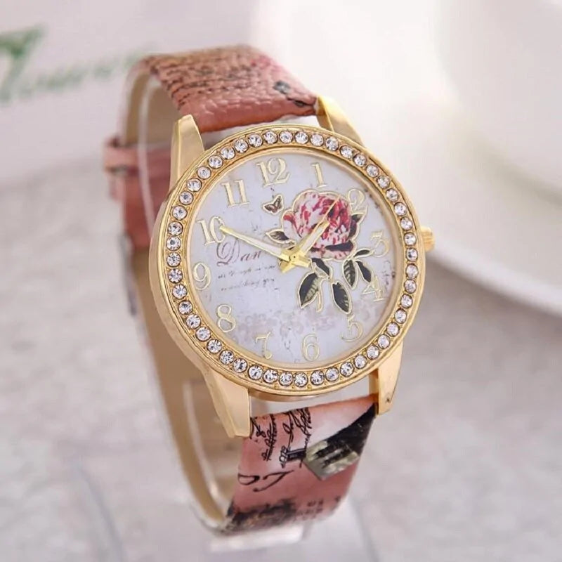 Floral Cubic Zirconia Watch: A Timeless Blend of Elegance and Sparkle