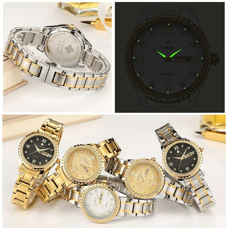 WWOOR Diamond Women’s Fashion Gold Quartz Watch
