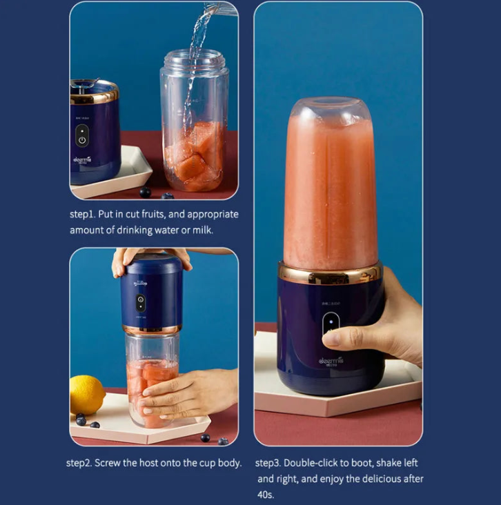 Portable USB Rechargeable Blender – 6-Blade Power for Smoothies, Juices & More