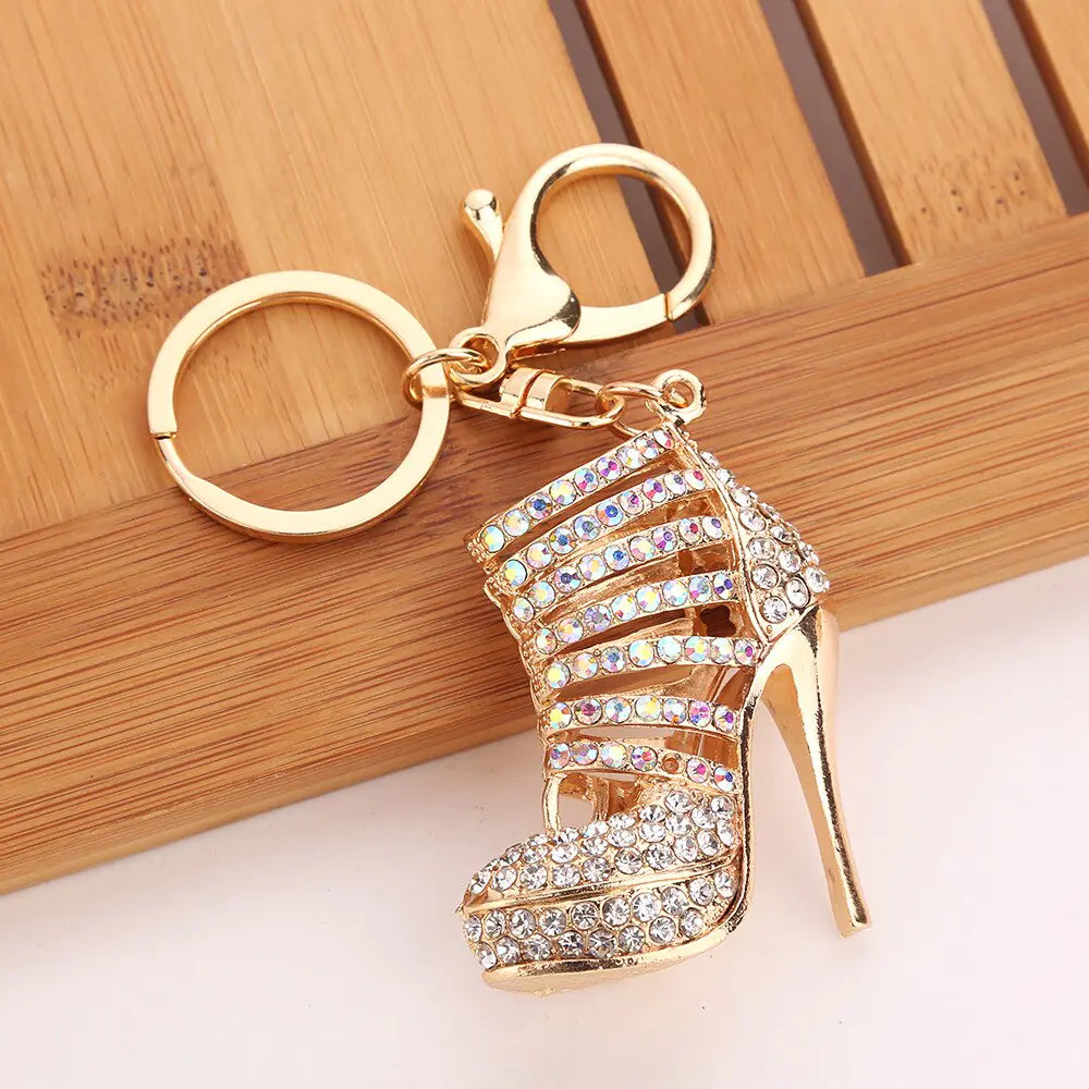 Exaggerated Trend Alloy High Heels Keychain Pendant – Rhinestone-Studded Fashion Charm