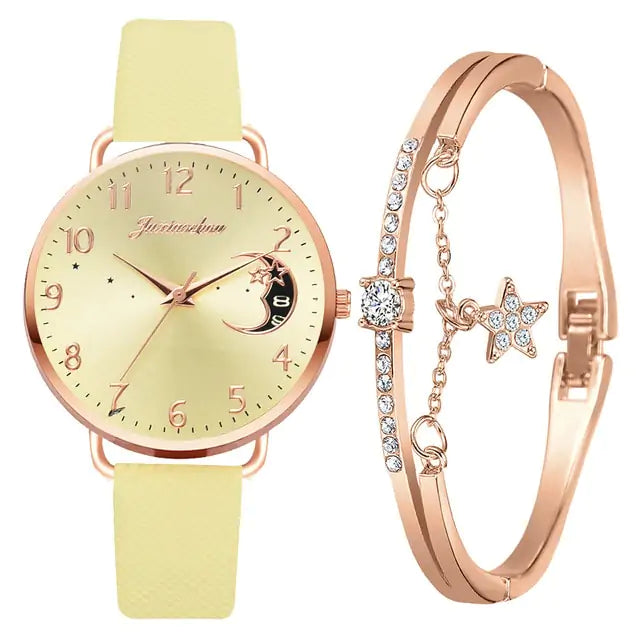 Unveil Timeless Elegance with the Moon Bracelet & Watch Set