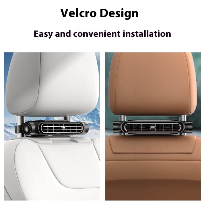 USB Car Seat Fan – Bladeless Cooling with 3 Speeds, Quiet Motor & Velcro Mount (200mm x 100mm x 50mm)