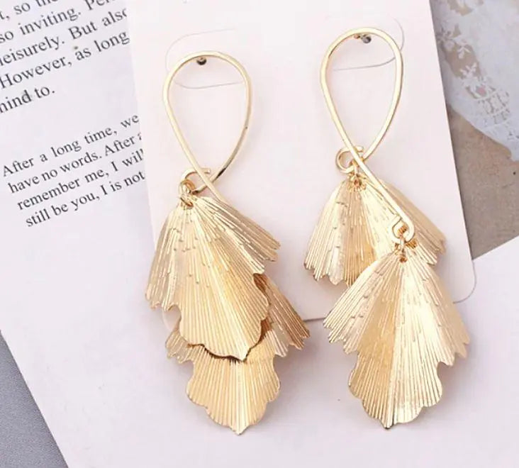 Bell Earrings – Gold-Plated Leaf Drop Earrings with Movement