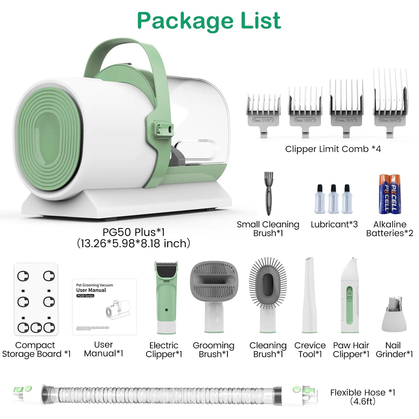 PG50 Plus Pet Grooming Vacuum Kit (All-in-One Professional Grooming for Dogs & Cats – 7 Tools + Powerful Suction)