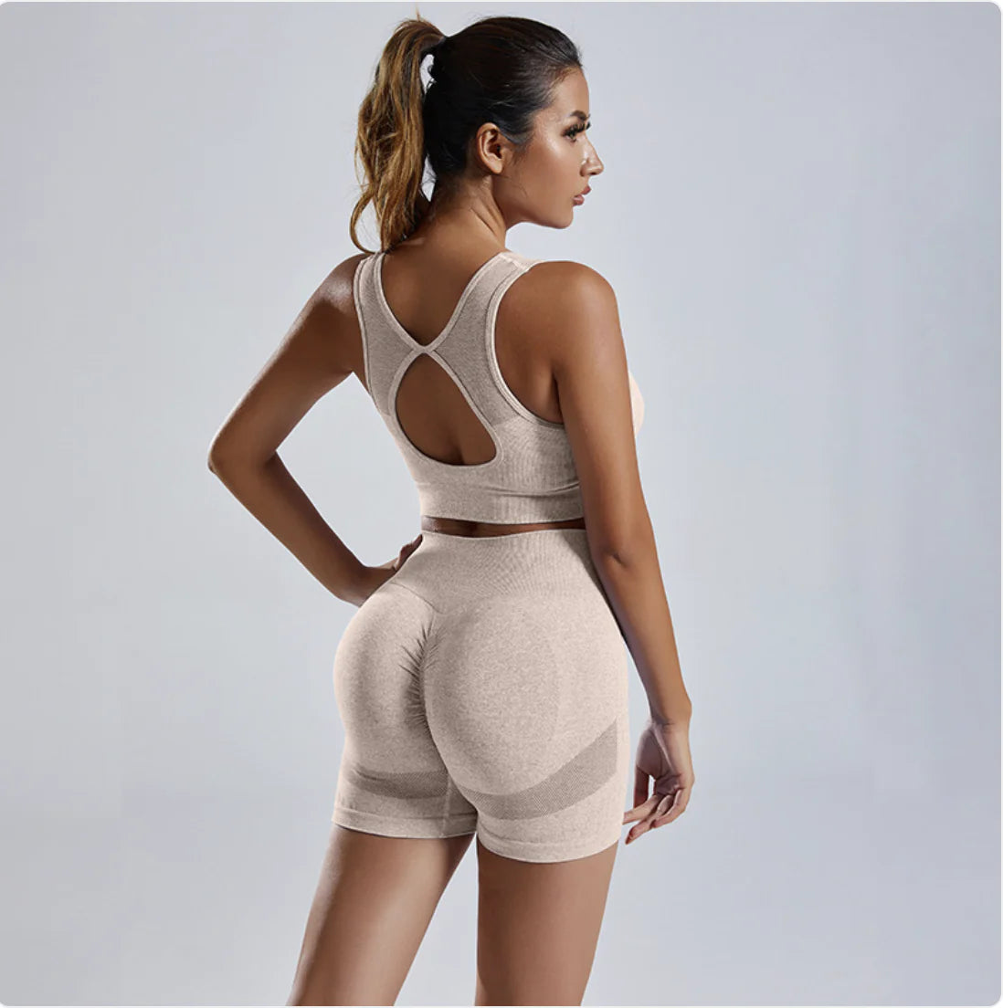 Seamless Knitted Yoga Set – Pullover Top & Pants