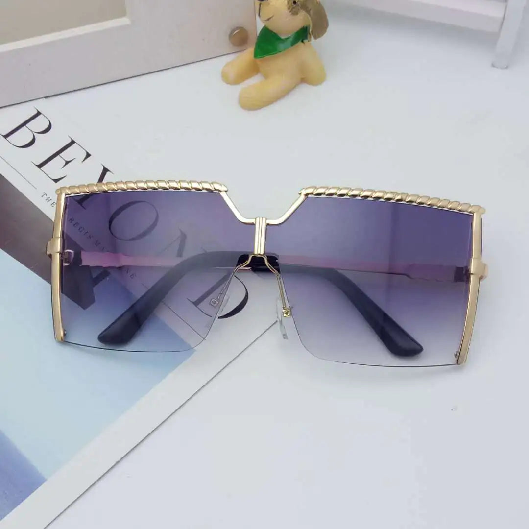 Frameless Gradient Square Sunglasses – Oversized PC+Metal UV400 Fashion Shades (Multiple Color Options)