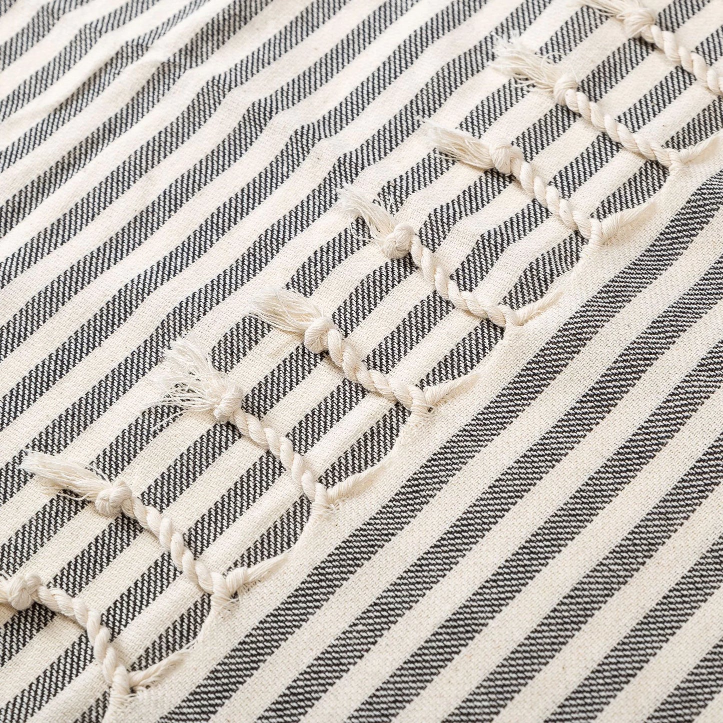 Fringed Beach Towel – Wearable Polyester Cotton Striped Towel, Cushion, and Tablecloth