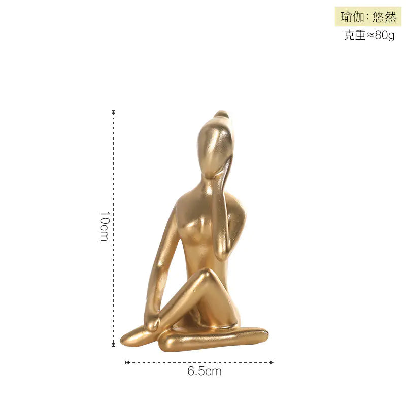 Nordic Minimalist Yoga Girl Figurine – Resin Modern Home Decor Sculpture