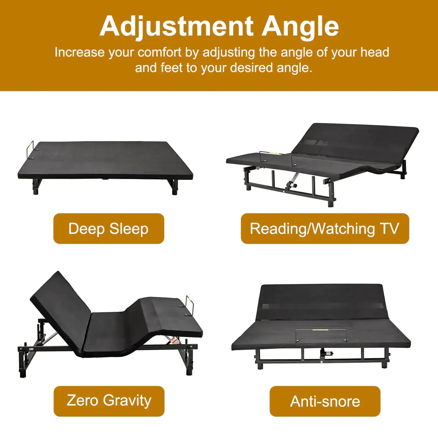 Adjustable Bed Base Frame Head and Foot Incline – King Size | Zero Gravity Silent Motor with Wireless Remote, 4 USB Ports & Under-Bed Nightlight