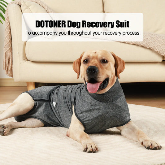 Dog Recovery Suit – Soft Post-Surgery Pet Clothing with Nappy Pad & Velcro Design (XXS–3XL, Grey & Wine Red)