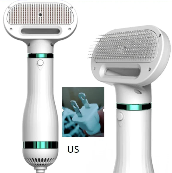 2-in-1 Pet Hair Dryer Brush – Quiet Drying & Detangling with Adjustable Heat (Low Noise, Dual Use, Overheat Protection)