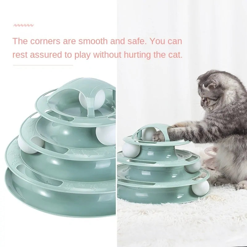 Turntable Balls 4-Layer Play Track – Endless Fun for Your Cats!