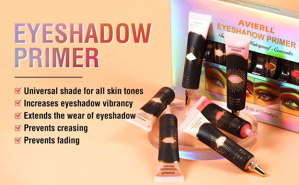 Eyeshadow Primer – Full Coverage Waterproof Concealer Base (Single or Set of 6 Shades)