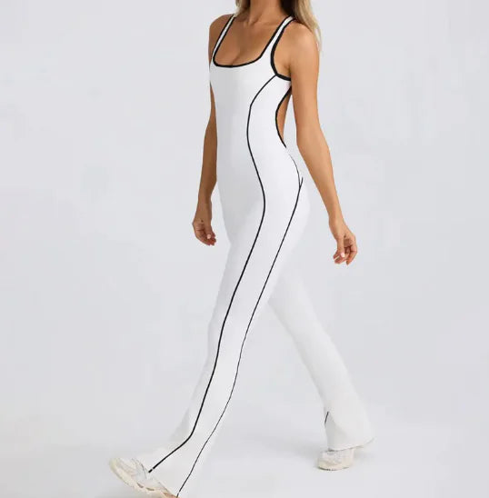 Yoga Jumpsuit for Women – Colorblock One-Piece Activewear Bodysuit