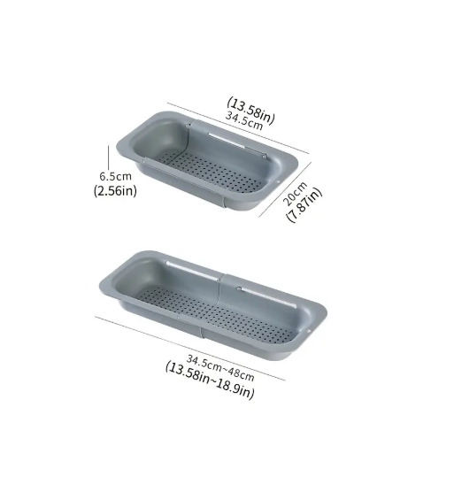 Adjustable Retractable Plastic Vegetable Draining Basket – Multi-Color Expandable Sink Colander