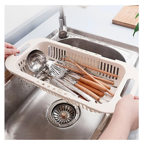 Adjustable Retractable Plastic Vegetable Draining Basket – Multi-Color Expandable Sink Colander