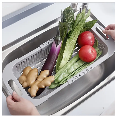 Adjustable Retractable Plastic Vegetable Draining Basket – Multi-Color Expandable Sink Colander