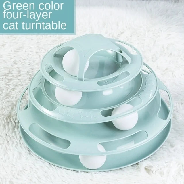 Turntable Balls 4-Layer Play Track – Endless Fun for Your Cats!