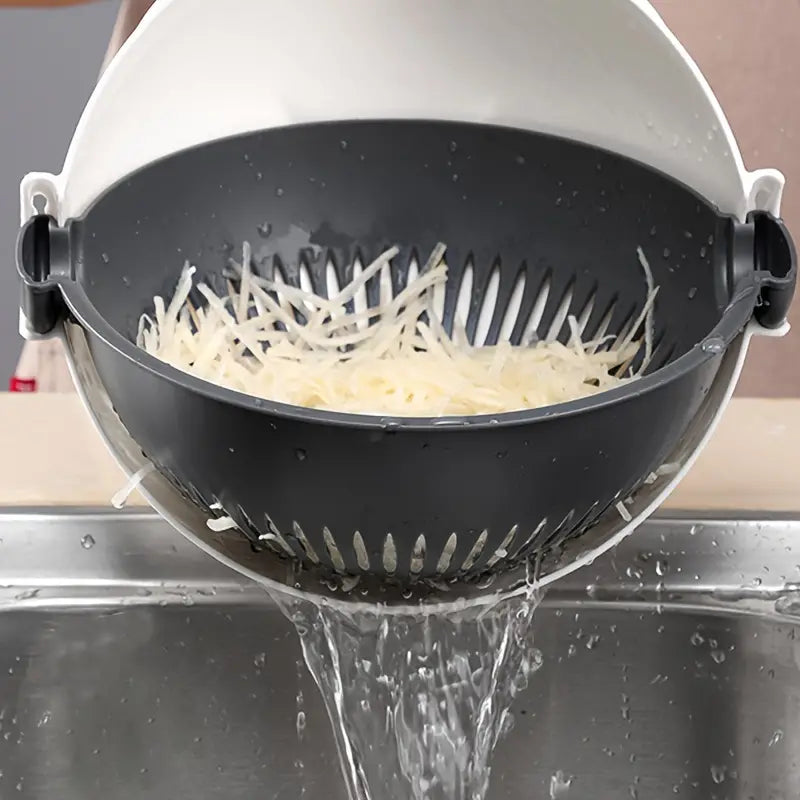 8-in-1 Multifunctional Vegetable Cutting and Draining Basket Set – 7 Blades + Colander