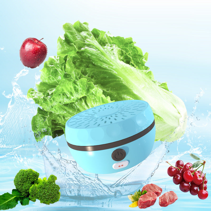 Fruit and Vegetable Sterilizer – Compact IPX7 Waterproof Residue Remover with Magnetic Charging (Lake Blue / Ivory White)