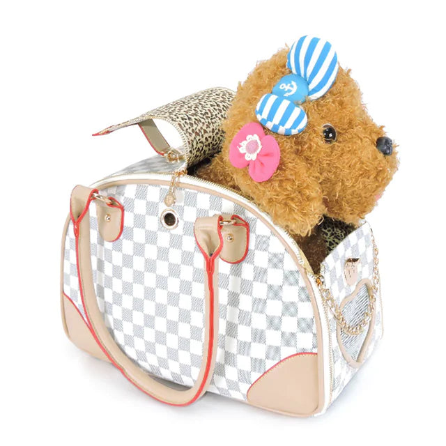 Deluxe PU Leather Pet Carrier – Stylish Travel Bag in 2 Sizes for Small Dogs & Cats