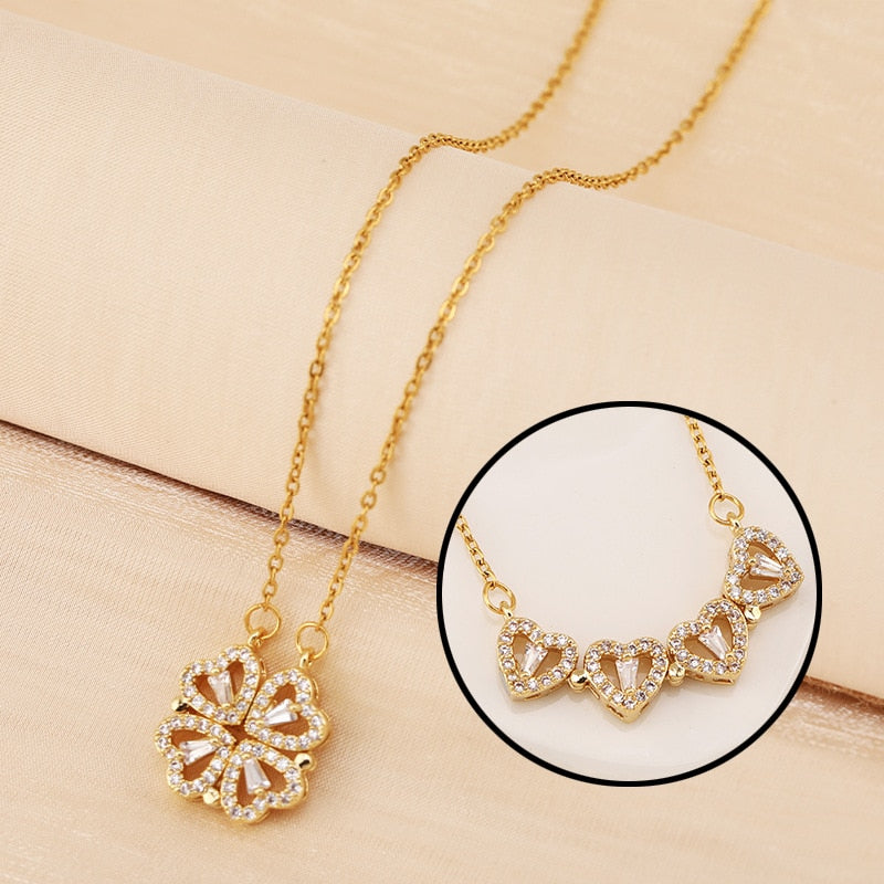 Heart Four Leaf Clover Necklace – Symbol of Love & Luck