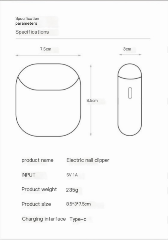 Intelligent Electric Nail Clipper Automatic Trimmer (Rechargeable, Portable, 600mA Battery, Type-C Charging)