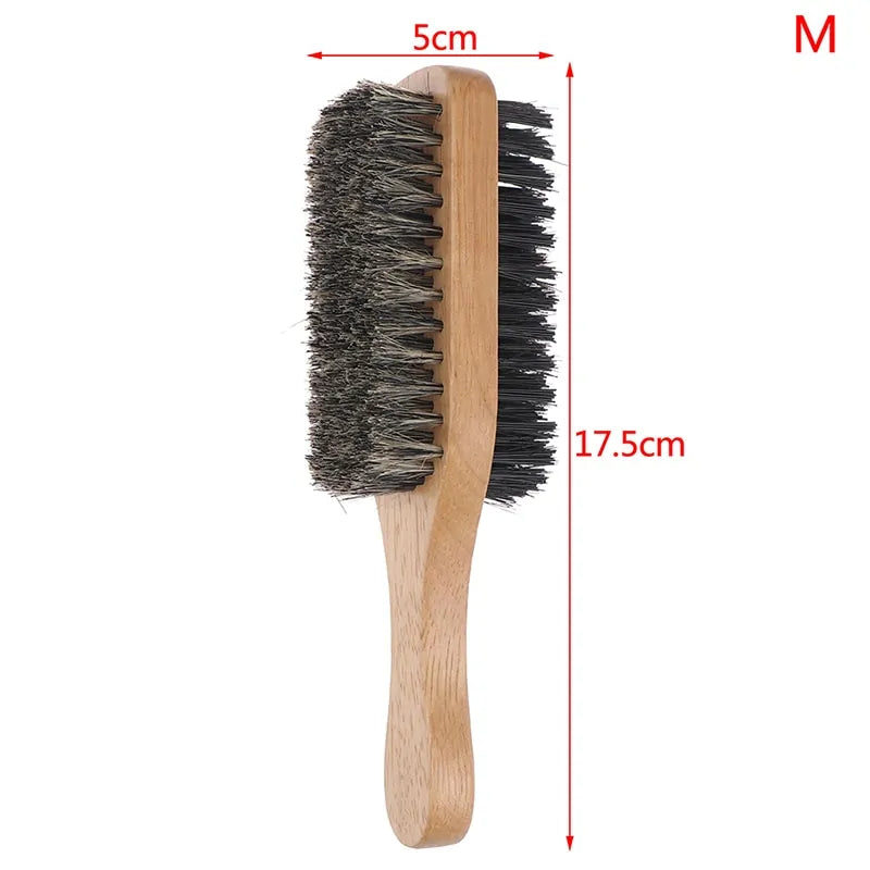 Men Boar Bristle Hair Brush – Natural Wood Beard & Hair Styling Tool with Curved Handle (Available in Small, Medium, Large Sizes)