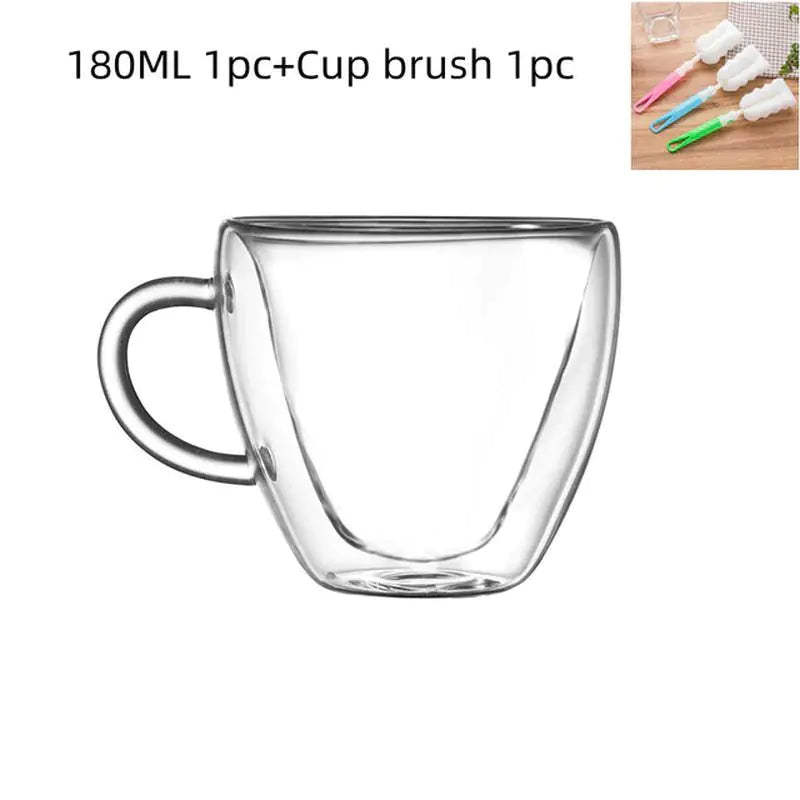 Heart-Shaped Double Wall Tea Coffee Mug