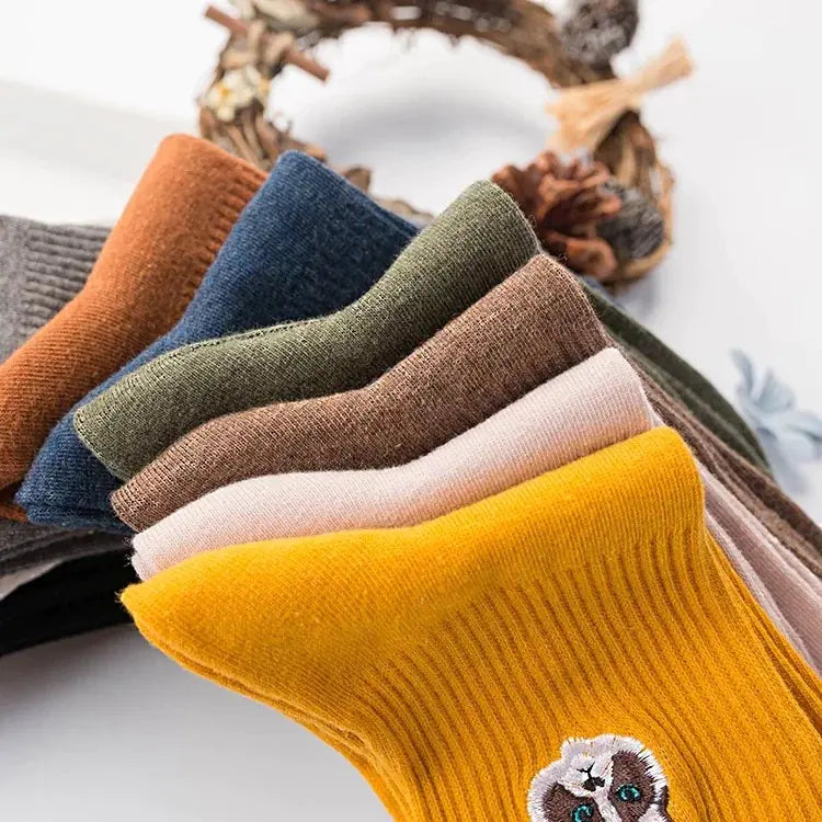 Embroidered Cat Socks for Women – Playful Comfort in Every Step
