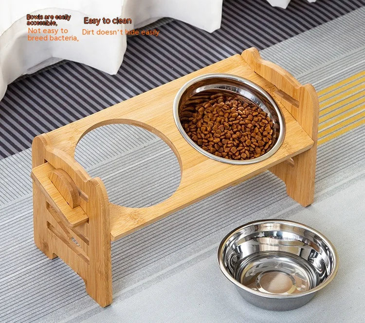Double Bowl Trolley – Elevated Stainless Steel Cat Feeding Station with Rolling Base for Comfort and Cleanliness