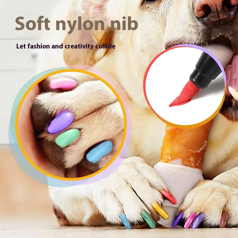 Dog Nail Polish Pen – 12 Vibrant Colors, Quick-Dry, Pet-Safe Formula