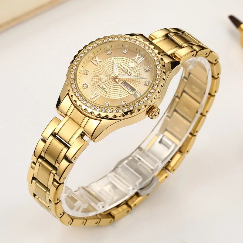 WWOOR Diamond Women’s Fashion Gold Quartz Watch