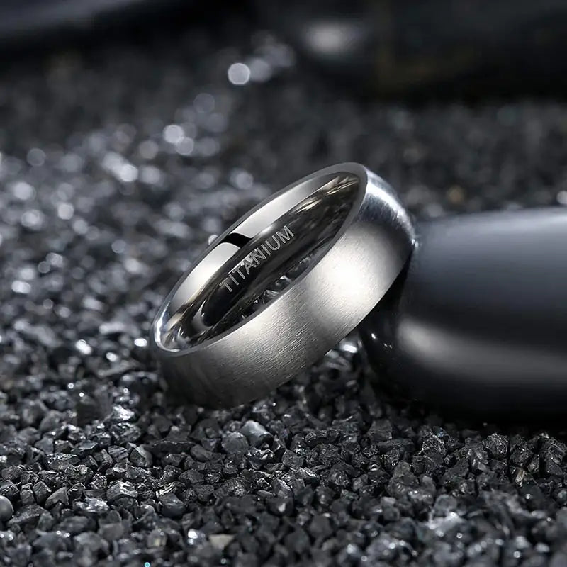 Men Minimalist Titanium Wedding Band Engagement Ring
