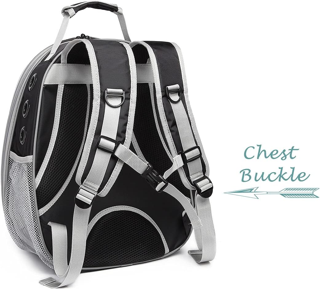 Bubble Cat Carrier Backpack – Transparent Space Capsule Travel Bag for Cats & Small Pets (Black)