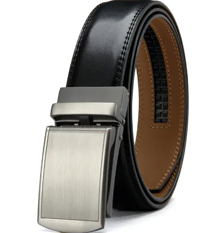 No Holes Cowhide Leather Belt - Adjustable, Stylish, and Durable