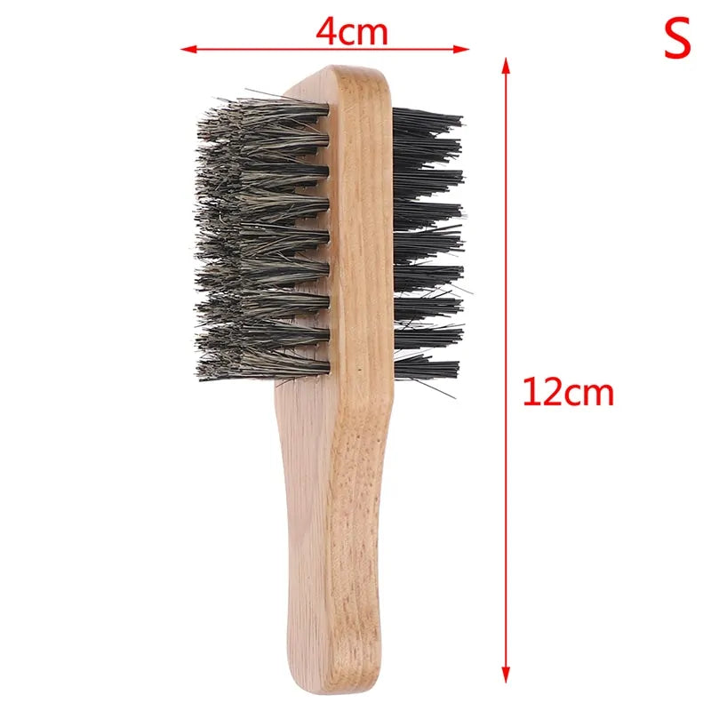Men Boar Bristle Hair Brush – Natural Wood Beard & Hair Styling Tool with Curved Handle (Available in Small, Medium, Large Sizes)
