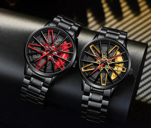 Men's Quartz Watch with 3D Hollow Car Design