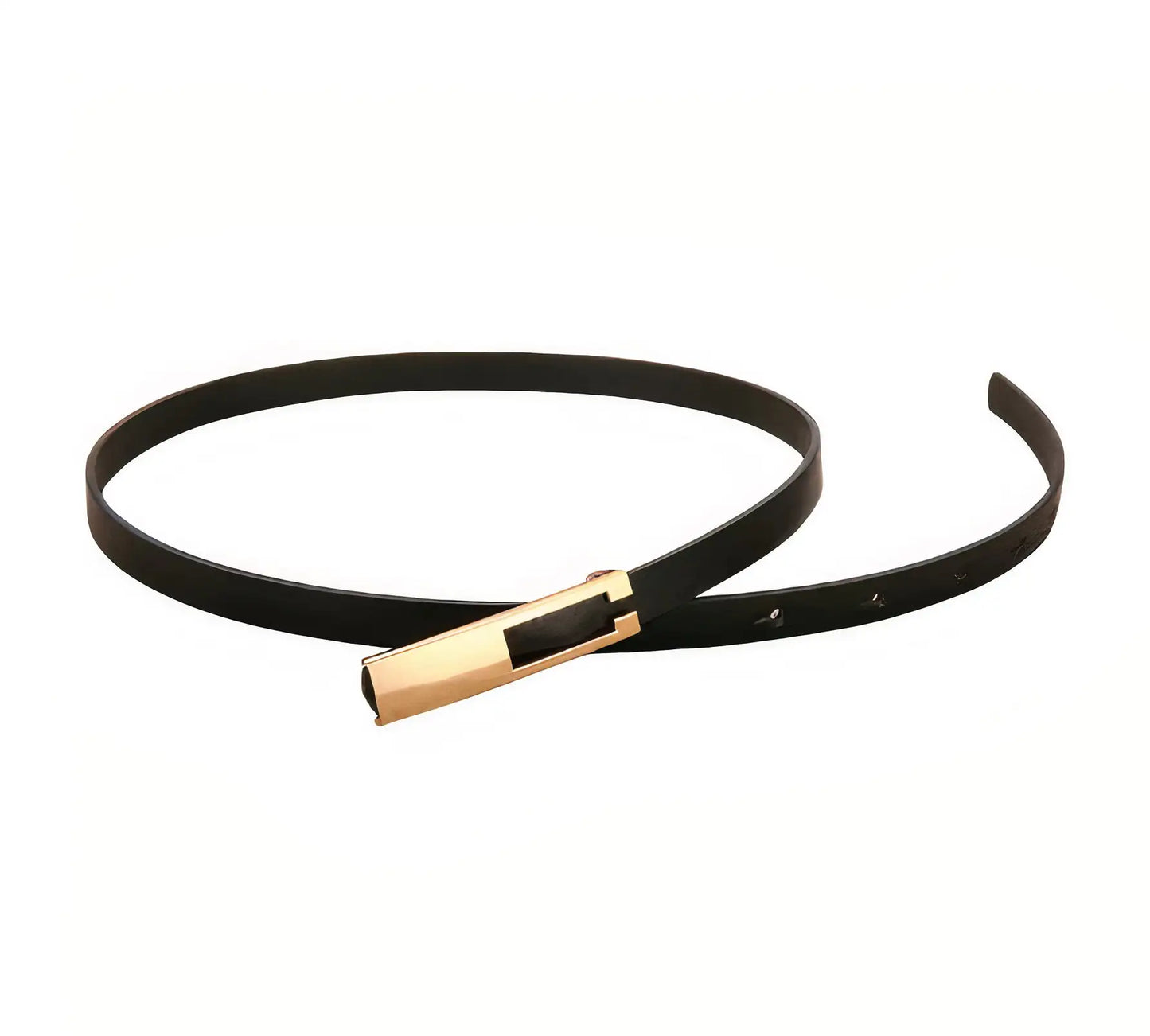 Luna Belt – Skinny Vegan Leather Belt with Gold Buckle