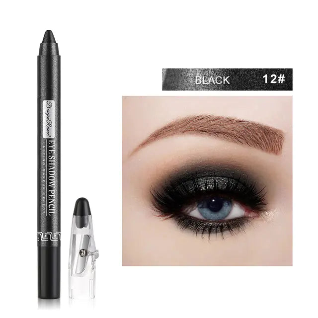 Waterproof Pearlescent Silkworm Eyeshadow Pen – 12 Shades of Long-Lasting Shine with Built-in Sharpener