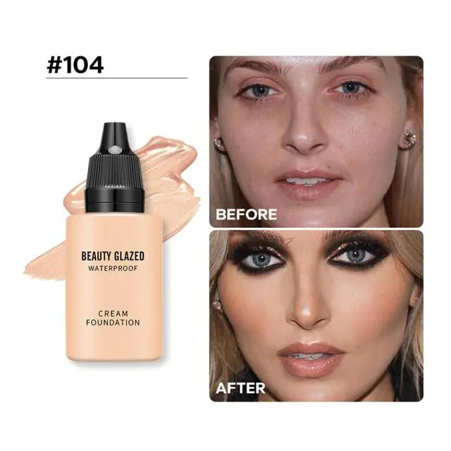 Beauty Glazed Waterproof Cream Foundation – Long-Lasting, High Coverage, Automatic Tanning Effect (9 Shades)
