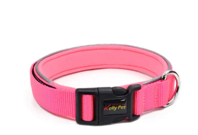 Reflective Diving Dog Collar – Durable Nylon Collar with Soft Lining and Night Safety Strips (Sizes S–XL)