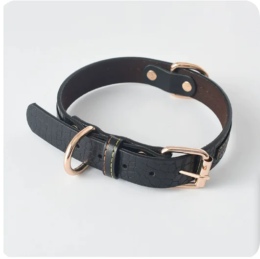Premium Leather Pet Leash and Collar Set – Adjustable Fit for Small to Large Dogs (Black, Red, Coffee, Yellow)
