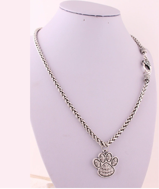 Full Diamond Paw Print Pendant Bracelet or Necklace – Sparkle with Whimsy & Heart