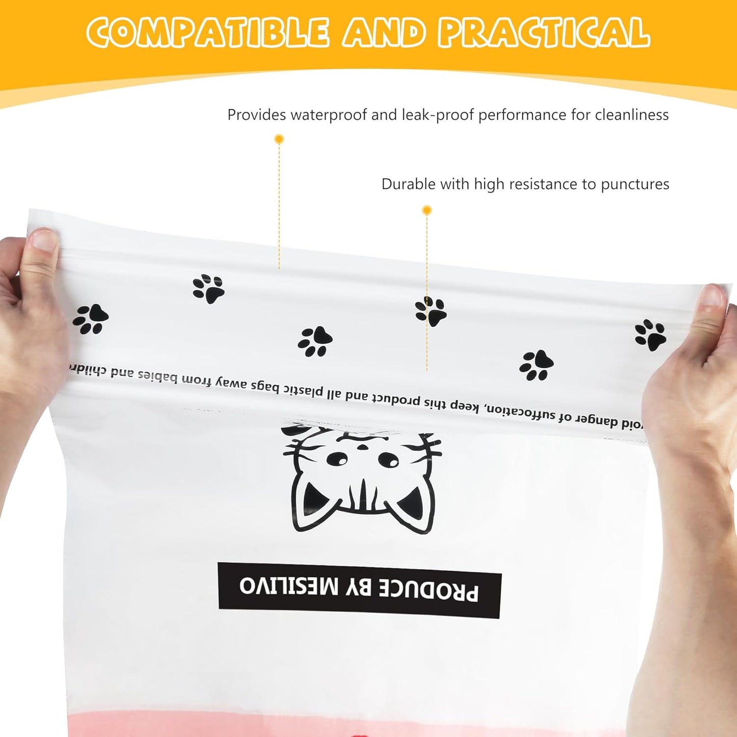 Drawstring Cat Litter Box Liners – Extra Thick, Leak-Proof & Tear-Resistant (80-Pack)