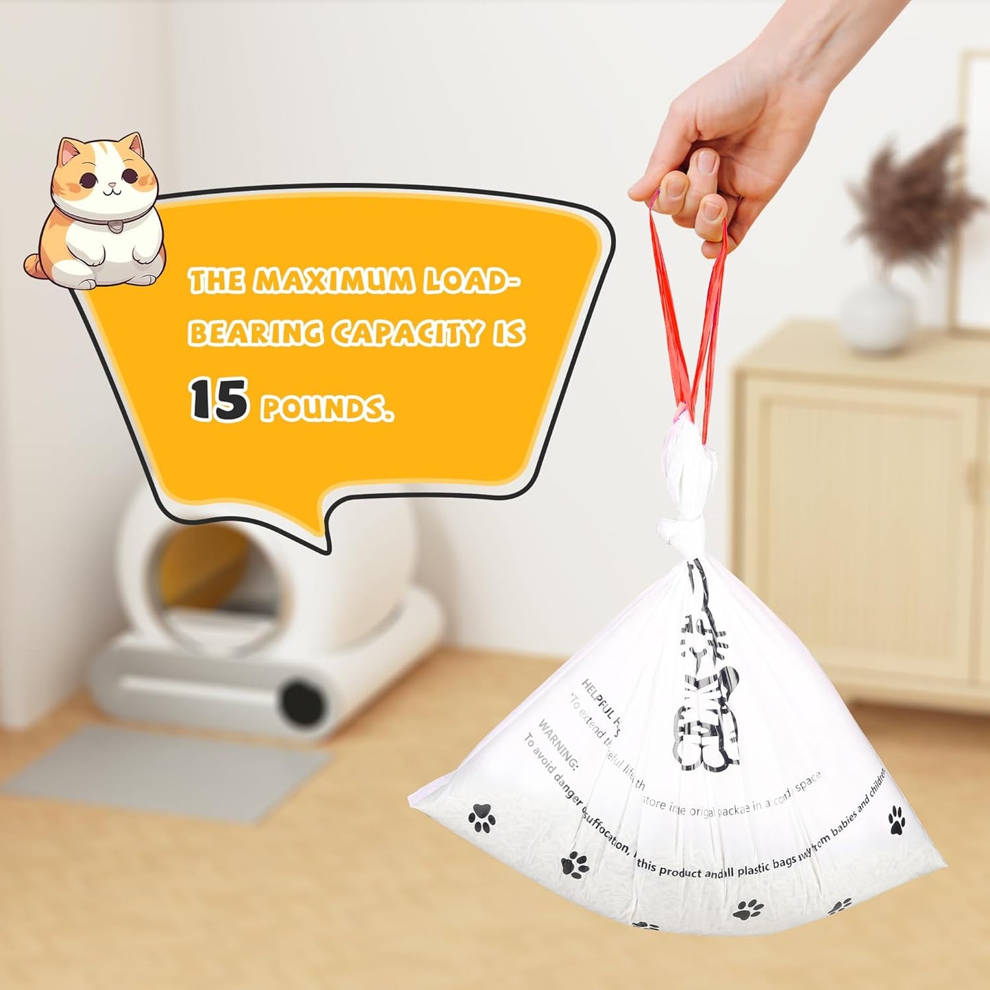 Drawstring Cat Litter Box Liners – Extra Thick, Leak-Proof & Tear-Resistant (80-Pack)