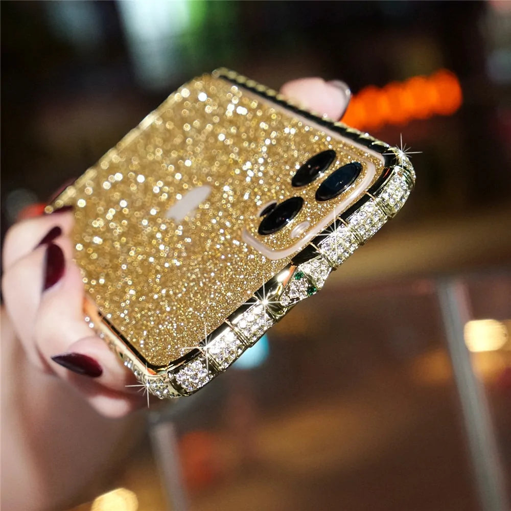 Rhinestone Metal Bumper Phone Cover For iPhone