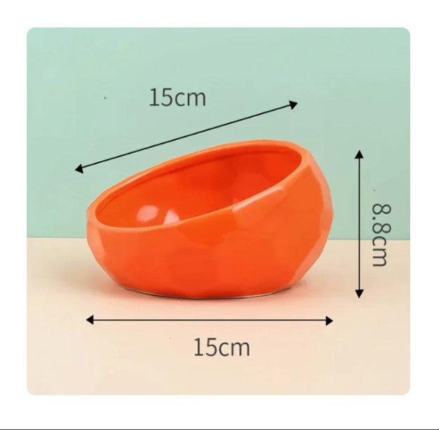 Ergonomic Tilted Ceramic Pet Bowl – Anti-Spill, Non-Slip Feeding Dish