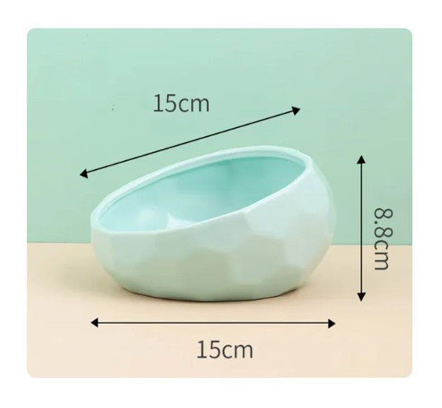 Ergonomic Tilted Ceramic Pet Bowl – Anti-Spill, Non-Slip Feeding Dish