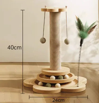 Durable Cat Scratching Post – Sisal-Wrapped Scratch Pole with Stable Base for Claw Care and Play